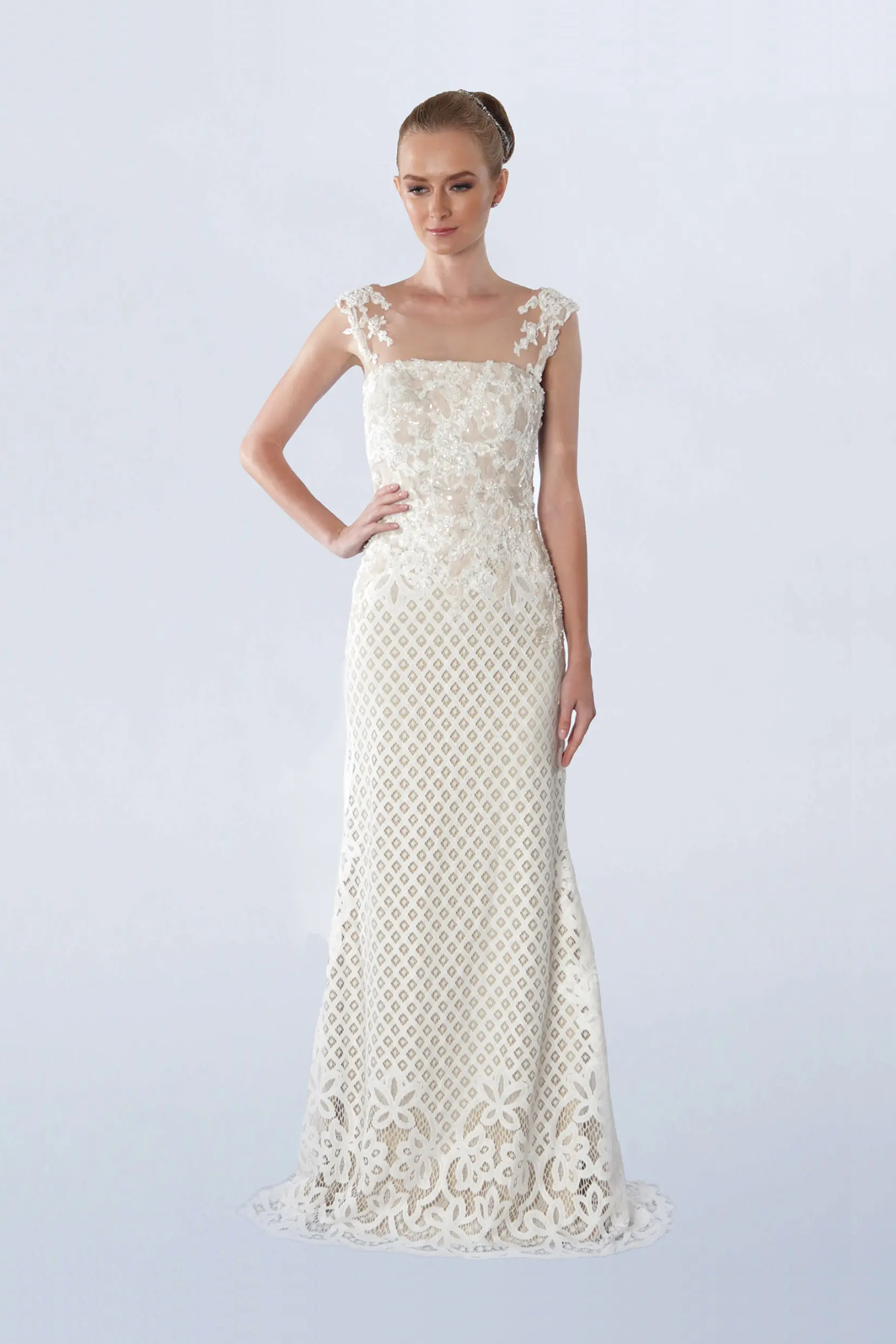 Beige ivory lace gown