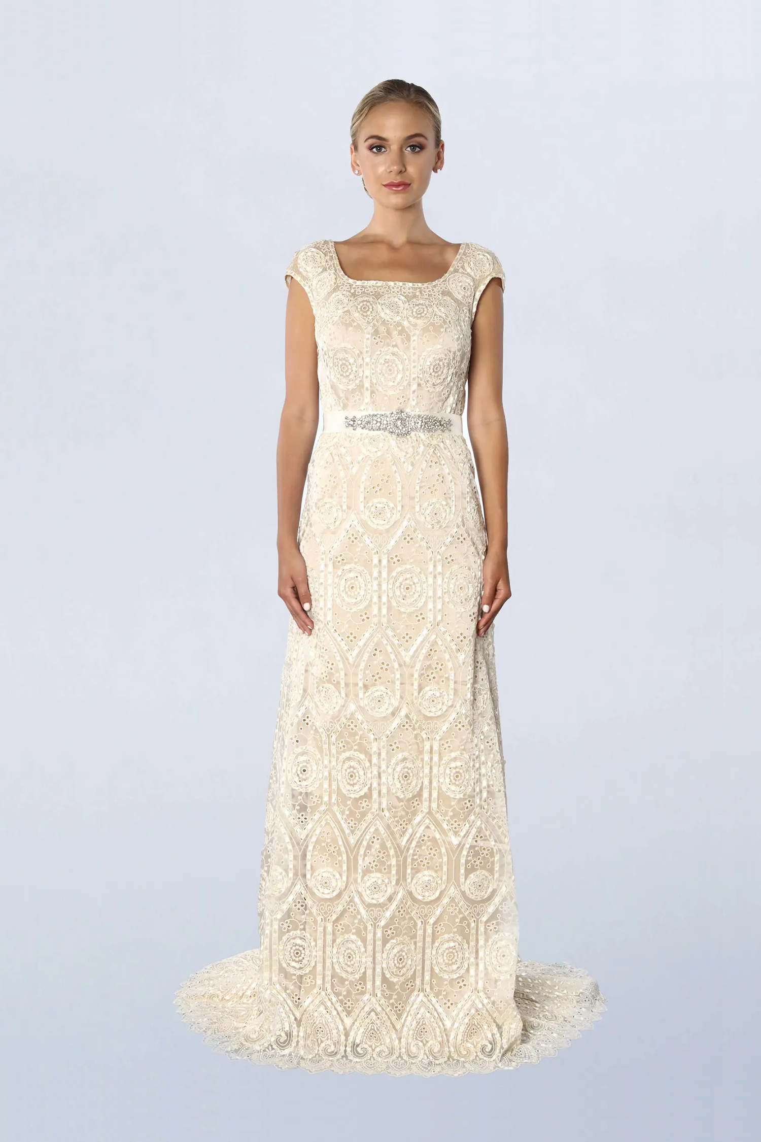 Beige lace gown