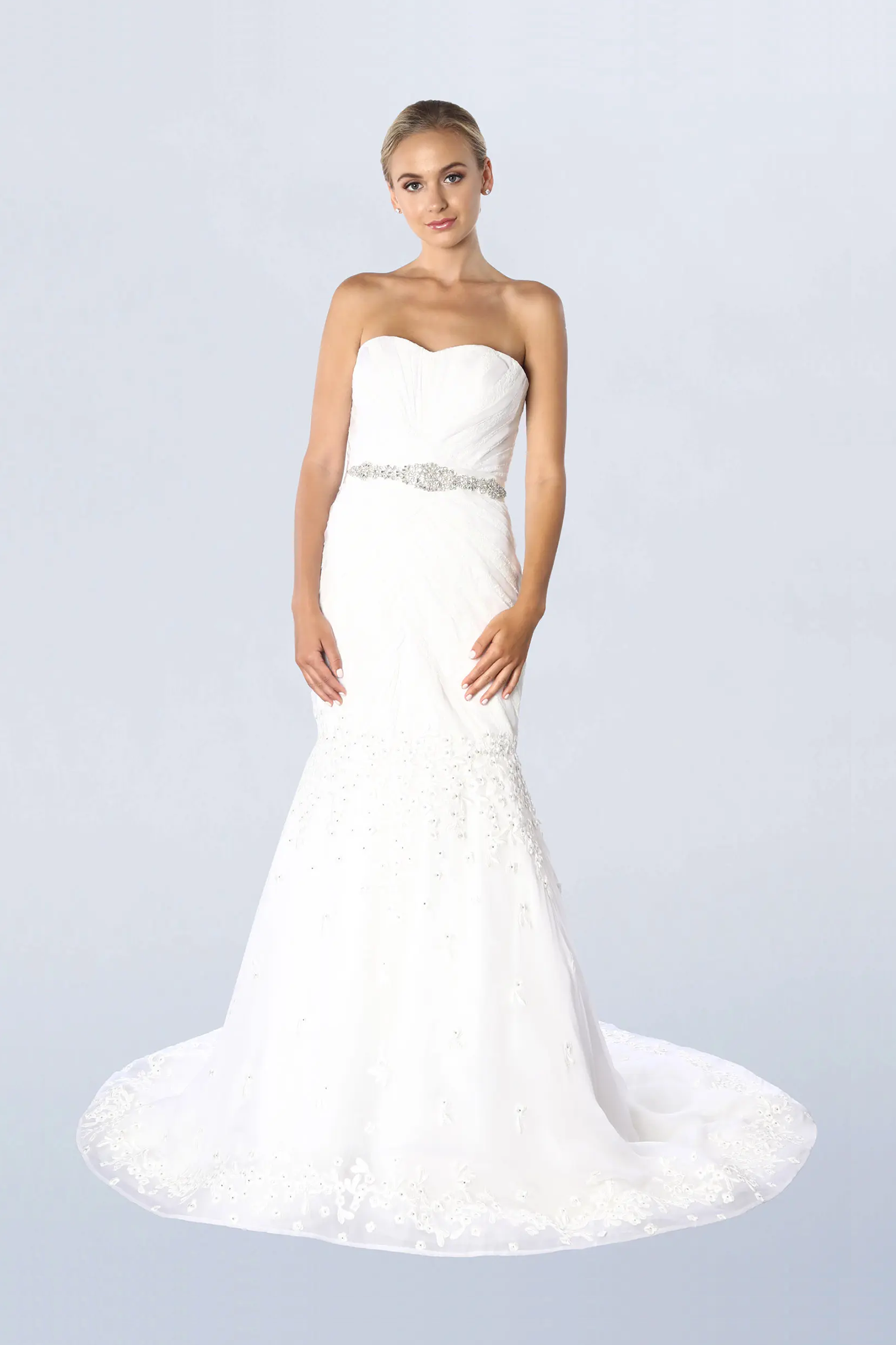 Strapless white gown