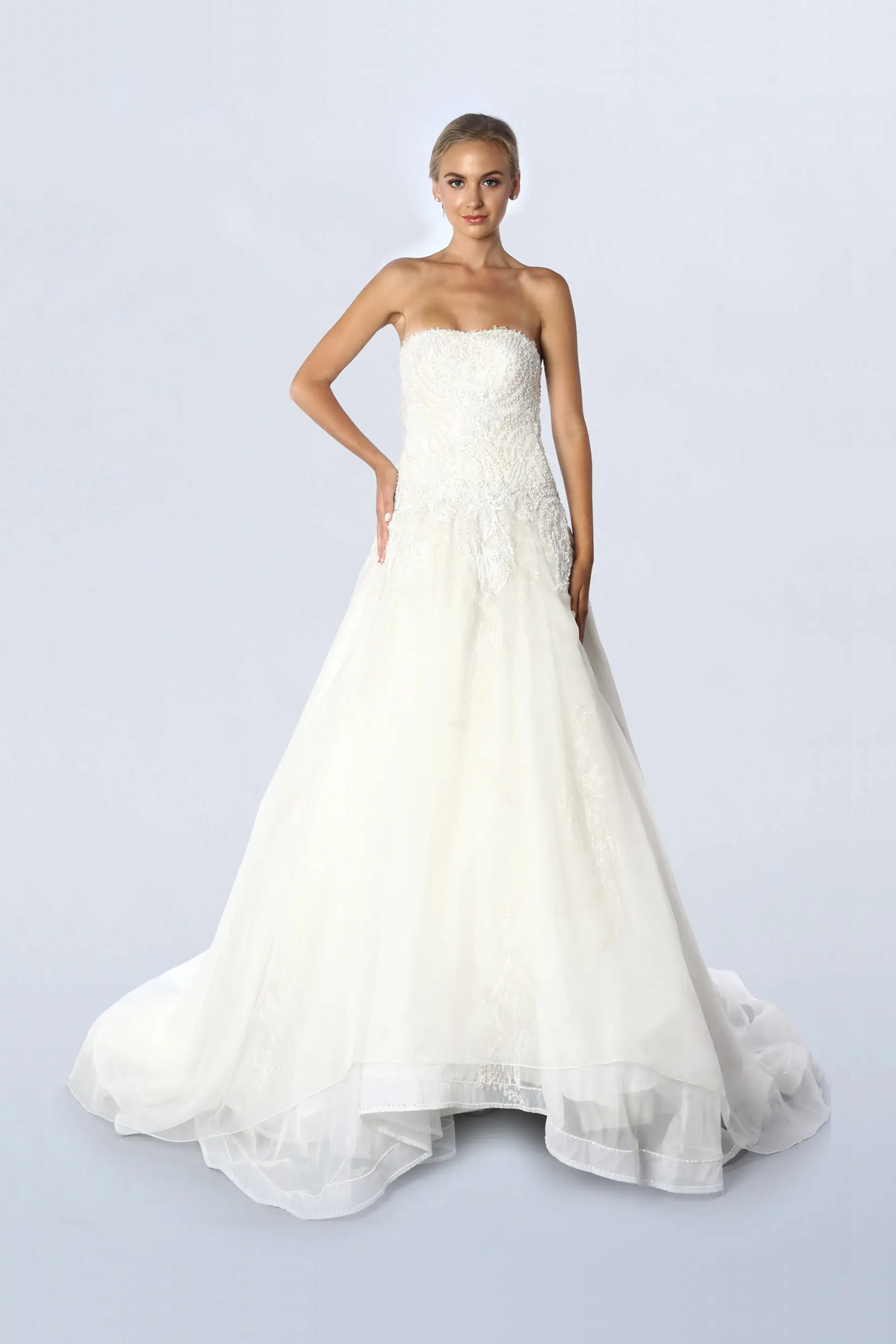 Strapless ivory ball gown