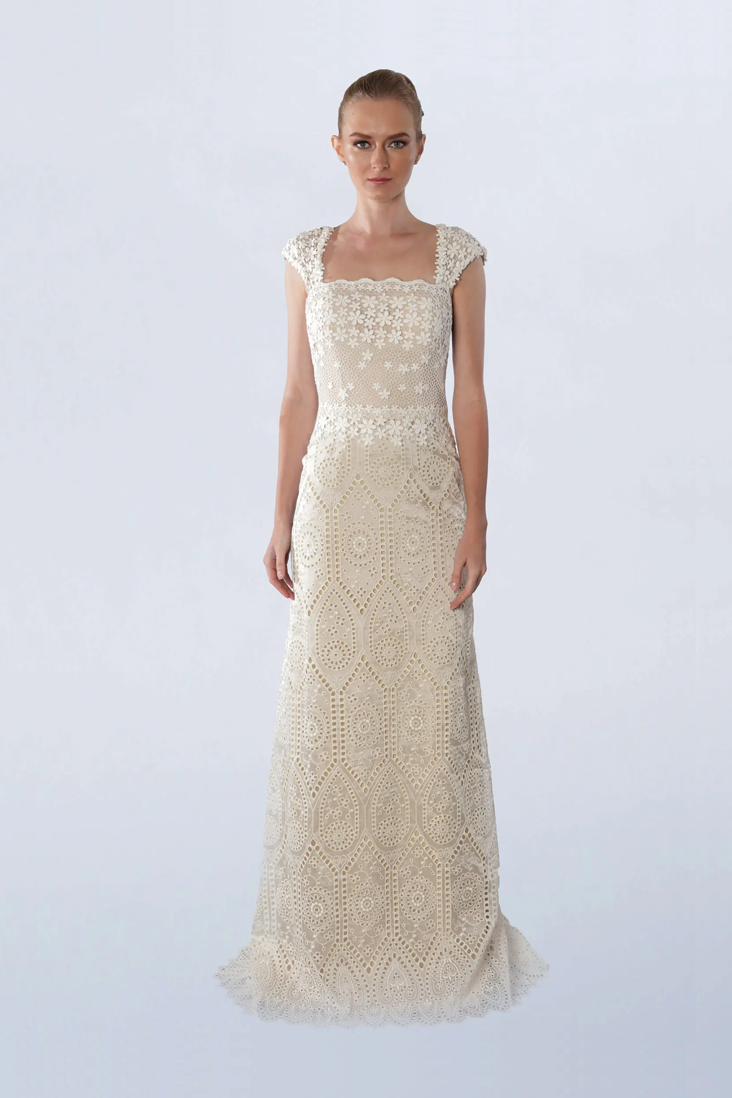 Beige lace gown