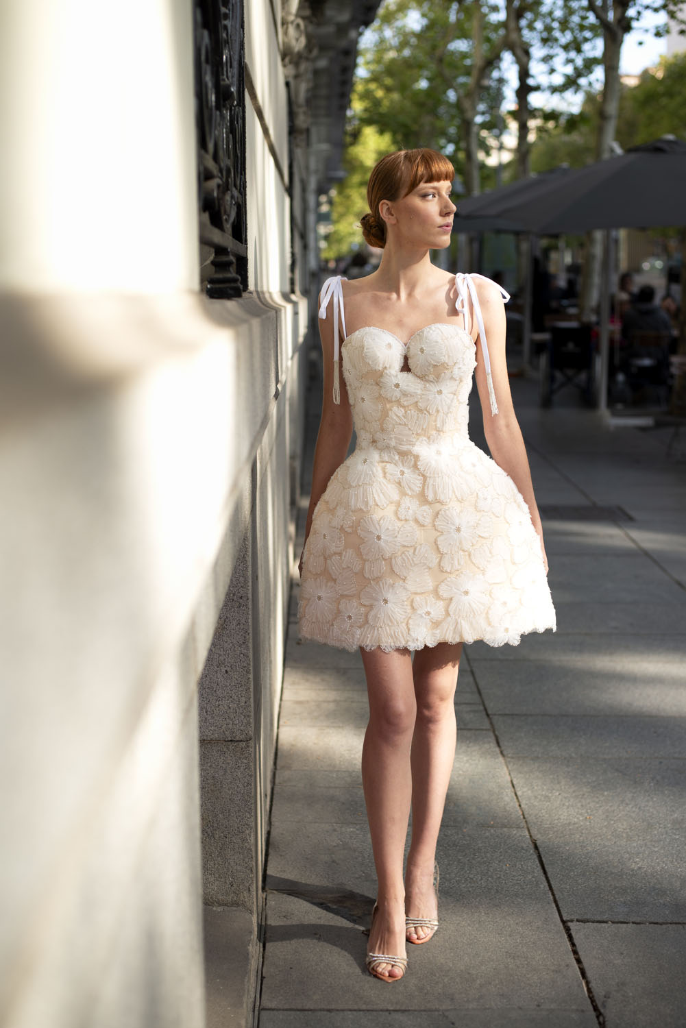 Woman in white floral cocktail dress. 13, image 1