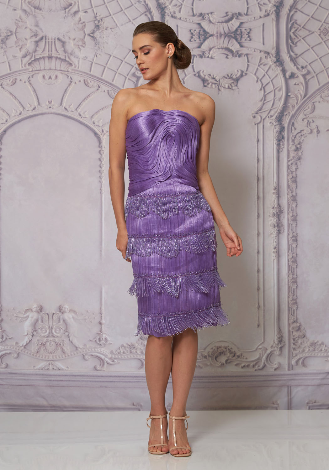 Front view of a woman in a purple dress 3, image 1