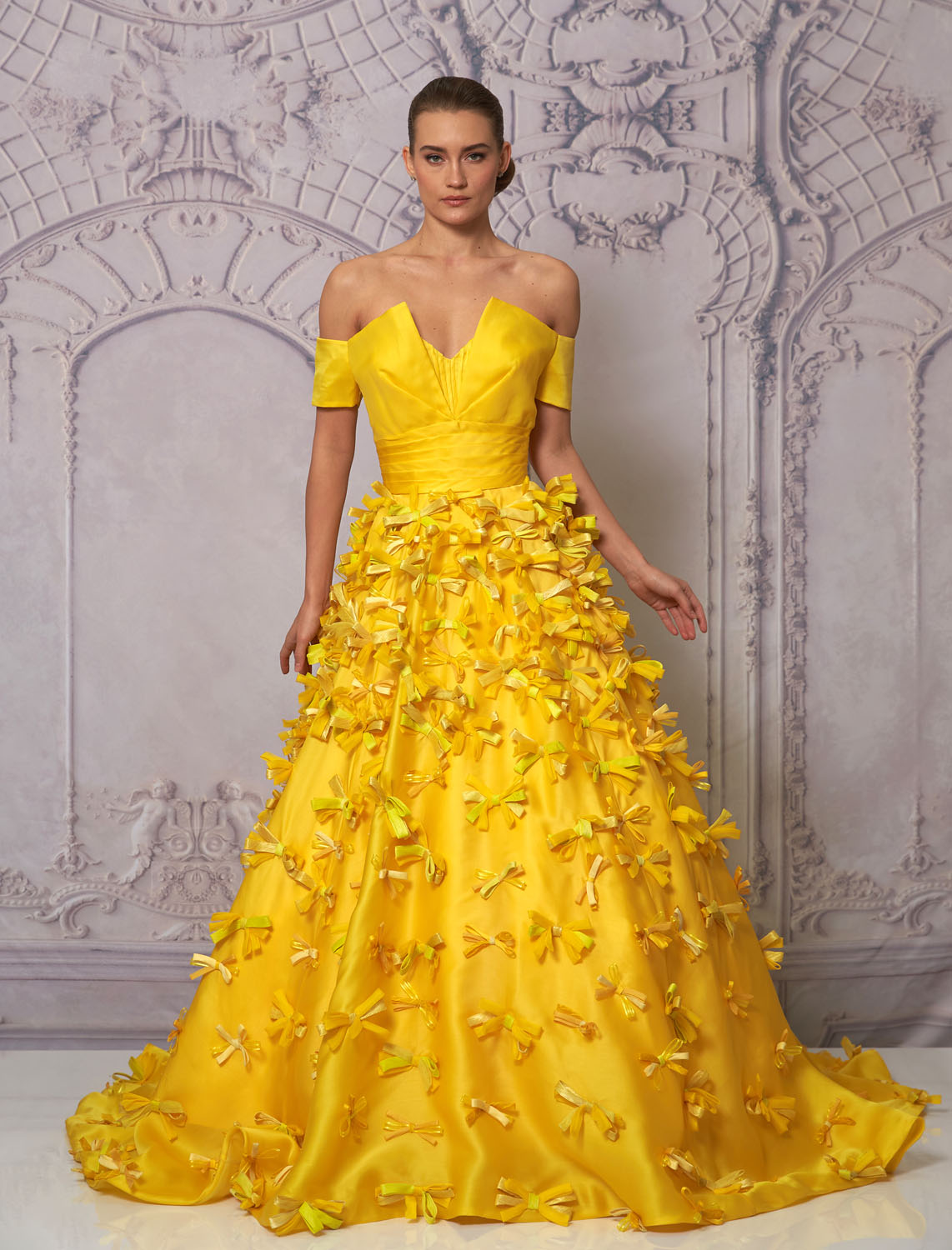 Front view of a woman in a yellow gown 4, image 1