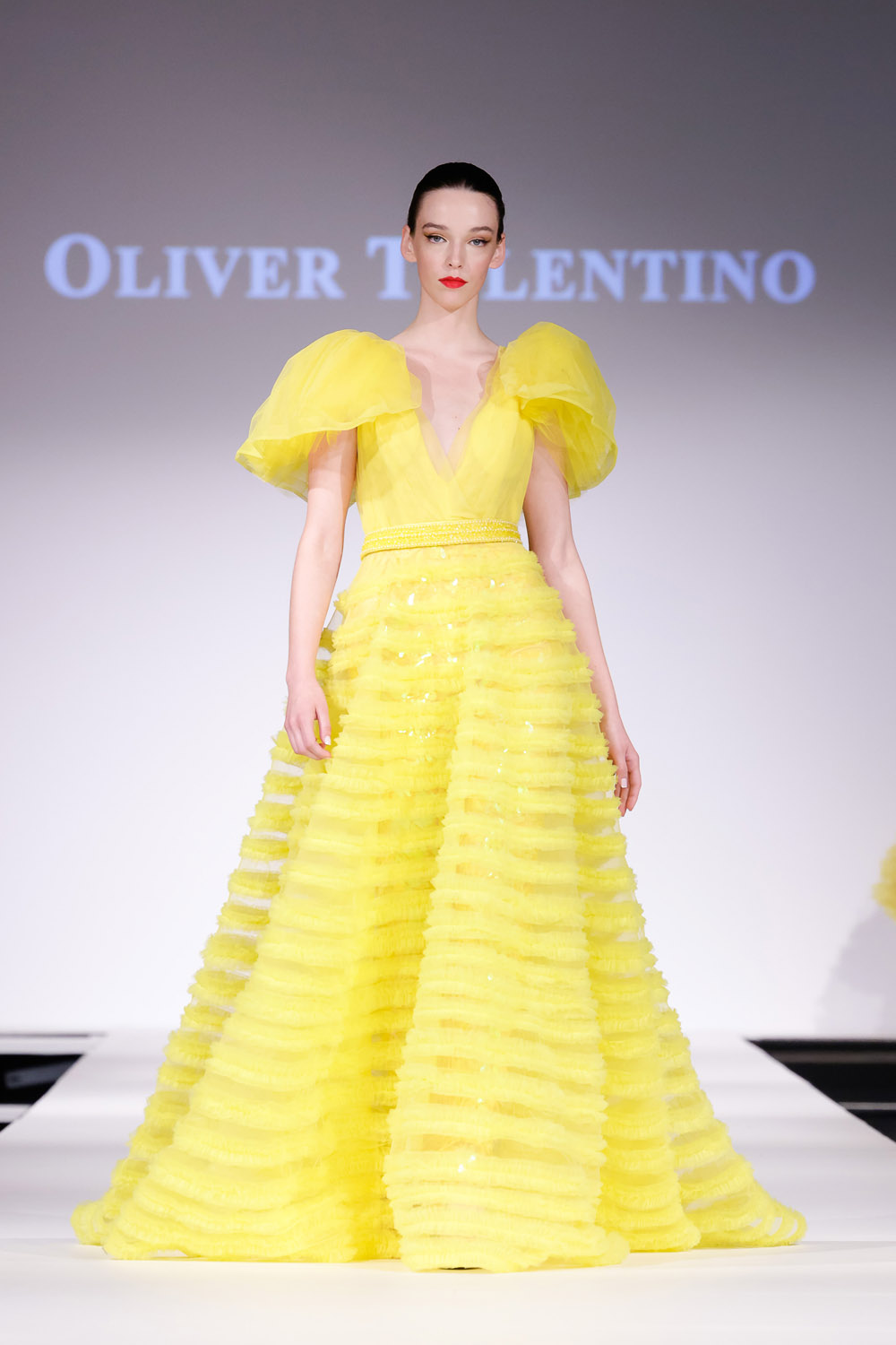 Yellow tulle ball gown