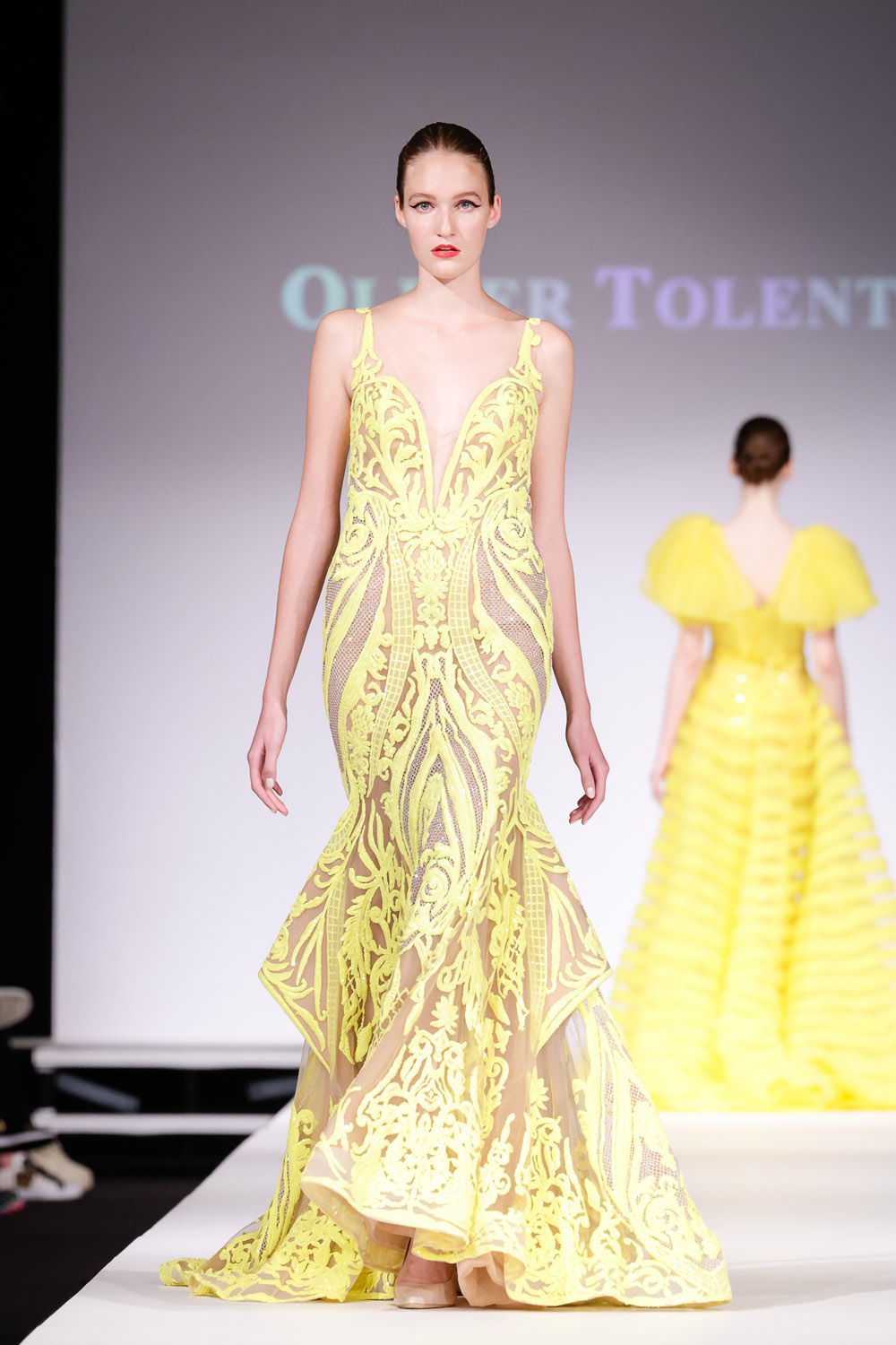 Yellow sequin mermaid gown